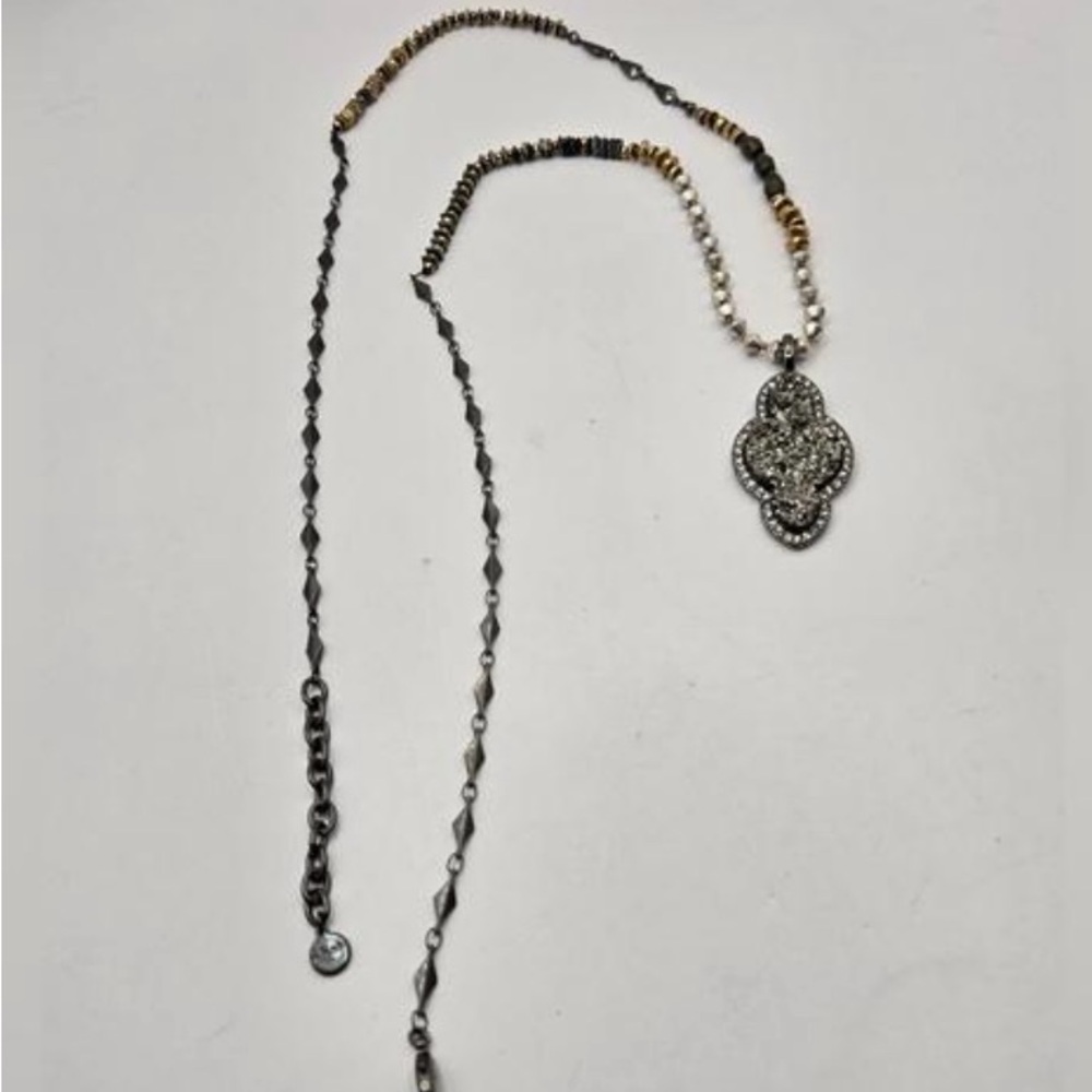 Stella & Dot Relic Silver and Gold Pendant Necklace